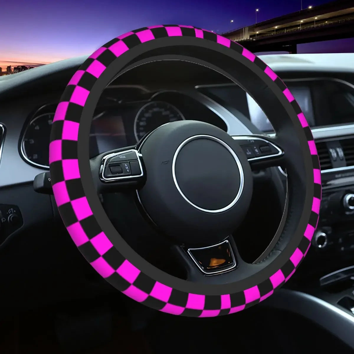 Ten color checkerboard pattern car steering wheel cover Universal 15-inch steering wheel cover