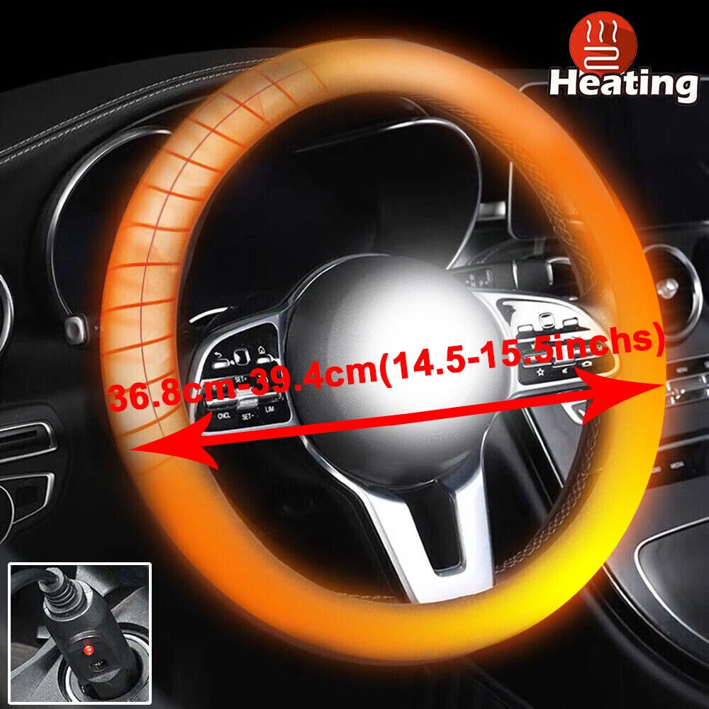 Winter Handle Cover Heated steering Wheel Cover 38cm Universal Warm Suede Car Steering Wheel Cover