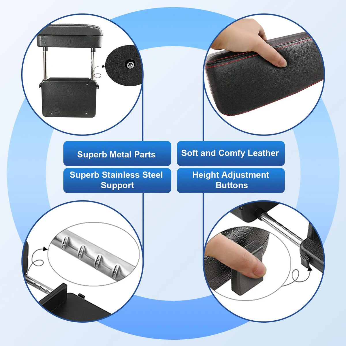 Car Armrest Support Elbow Rest Pad Armrest Extender Console Storage Organizer Adjustable Height Comfort Arm Rest Pads Universal