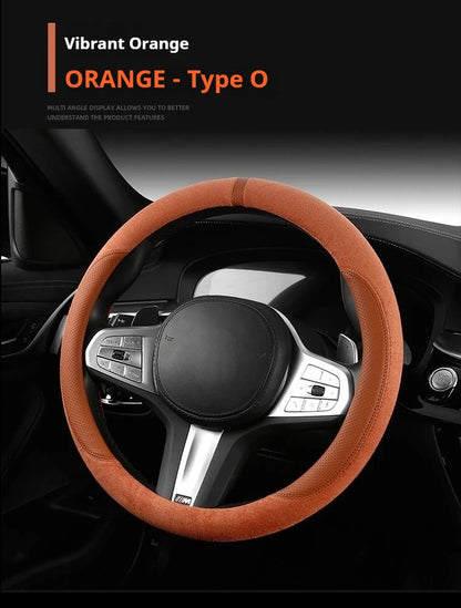 Steering Wheel Cover Suede D Shape Wine Red Four Seasons Breathable Non Slip Sweat Absorbent Comfortable Car Steering Protector
