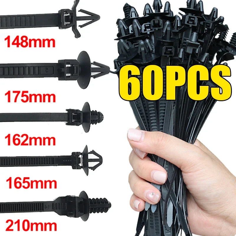 Nylon Push Clip Zip Tie Fastener Universal Car Bumper Fender Retainer Self Locking Nylon Strap Body Trim Repair Accessories