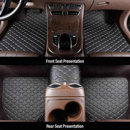 Car Floor Mats 4PCS Universal PU Leather Waterproof Auto Foot Pad Protector Carpet Front and Rear Mats Set Auto Accessories