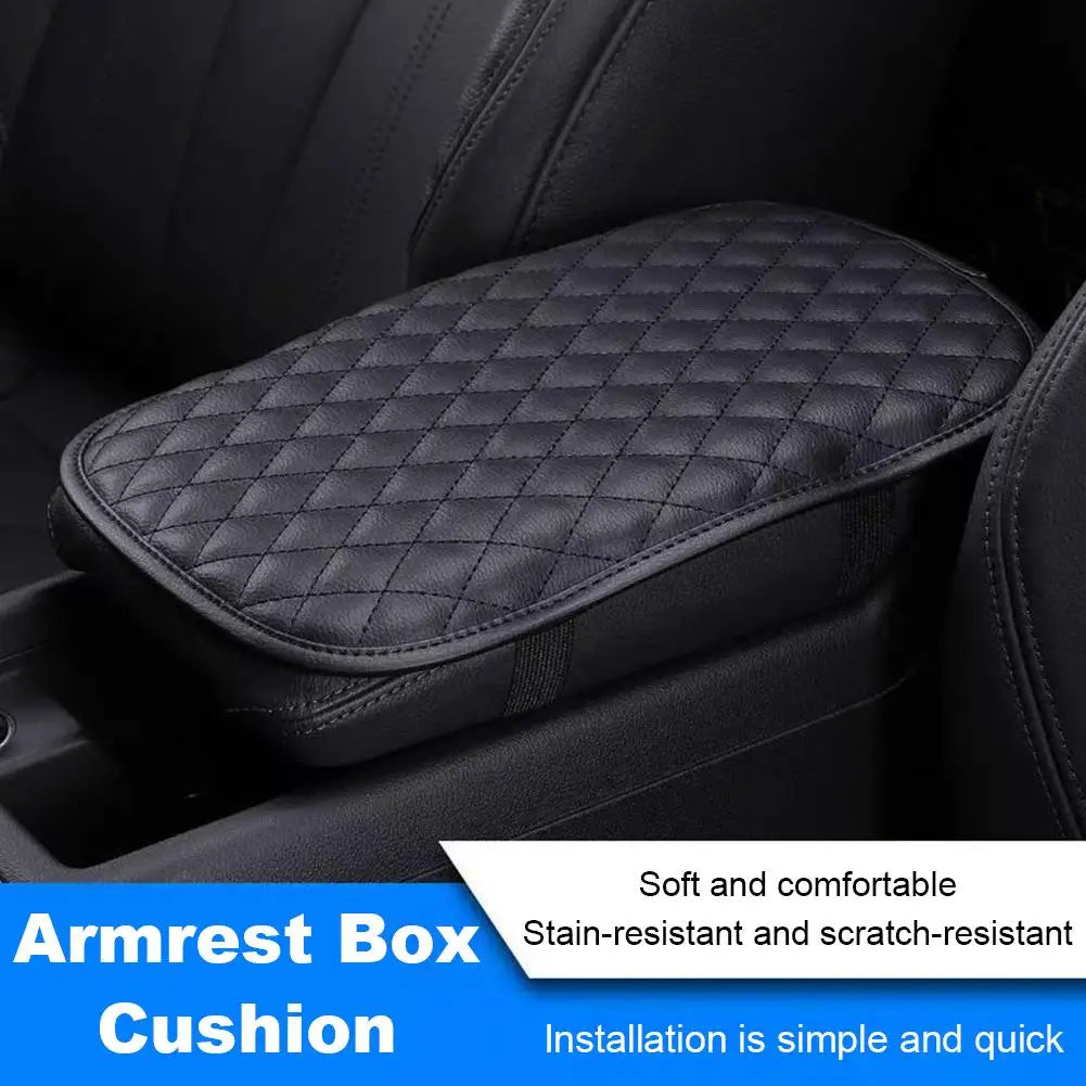 Universal Car Armrest Pad, Center Console Armrest Cover Cushion, PU Leather interior Protective Mat for Most Vehicles Auto Acces