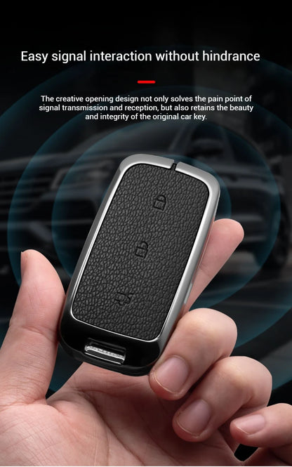 For Geely EX5 Metal Leather Car Key Case Full Cover Shell For Geely EX5 EM-i / ‌Starray EM-i / Galaxy L6/L7/E8/M9