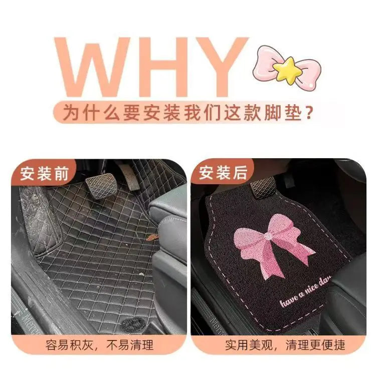 Universal Car Floor Mats Cute Women Driver Side Auto Foot Pad Non Slip Durable Carpet