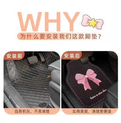 Universal Car Floor Mats Cute Women Driver Side Auto Foot Pad Non Slip Durable Carpet
