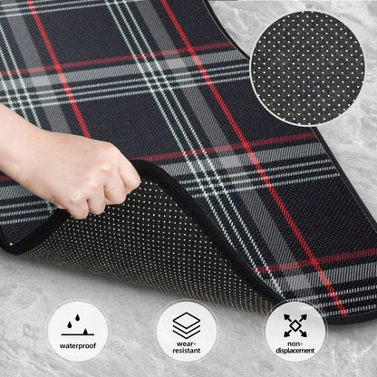 GTI Tartan Car Floor Mats Universal Non-Slip Carpets Rugs Front & Rear Car Foot Mats Set of 4 Pieces Auto Accessories Decoration