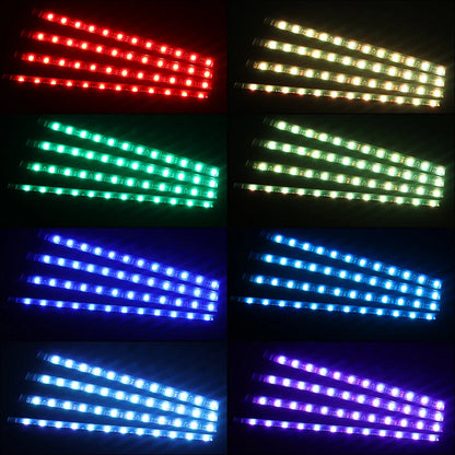 Kit de Fitas de LED RGB para Iluminação Ambiente dos Pés do Carro – Alimentação via USB (Acendedor de Cigarros), Controle e Decoração para o Interior do Veículo