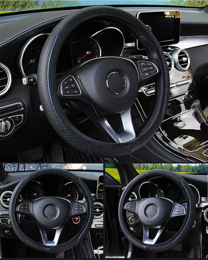 SEAMETAL 37-39CM Steering Wheel Cover Anti Slip Breathable Steering Cover Universal Microfiber Leather Steer Wheel Protector