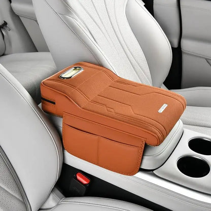 ✔Car Armrest Cushion with Tissue Box & Storage Pocket - Memory Foam Arm Rest Pad for Universal Vehicle Center Console