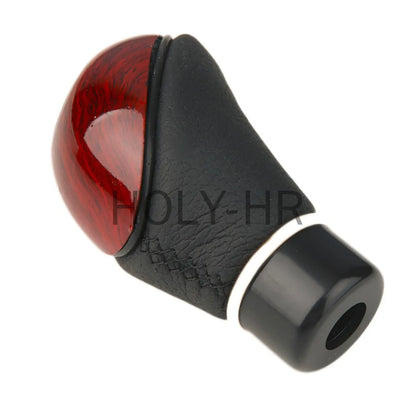 Universal shift knob, 5-speed lever, manual shift knob, car interior made of wood PU leather for cars and trucks