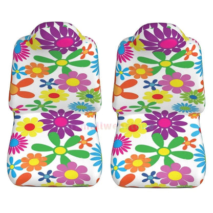 Hippie Flowers Car Seat Cover 2PCS Front Car Seat Cover Seat Anti Fouling Protective Cover Cute Car Accessories