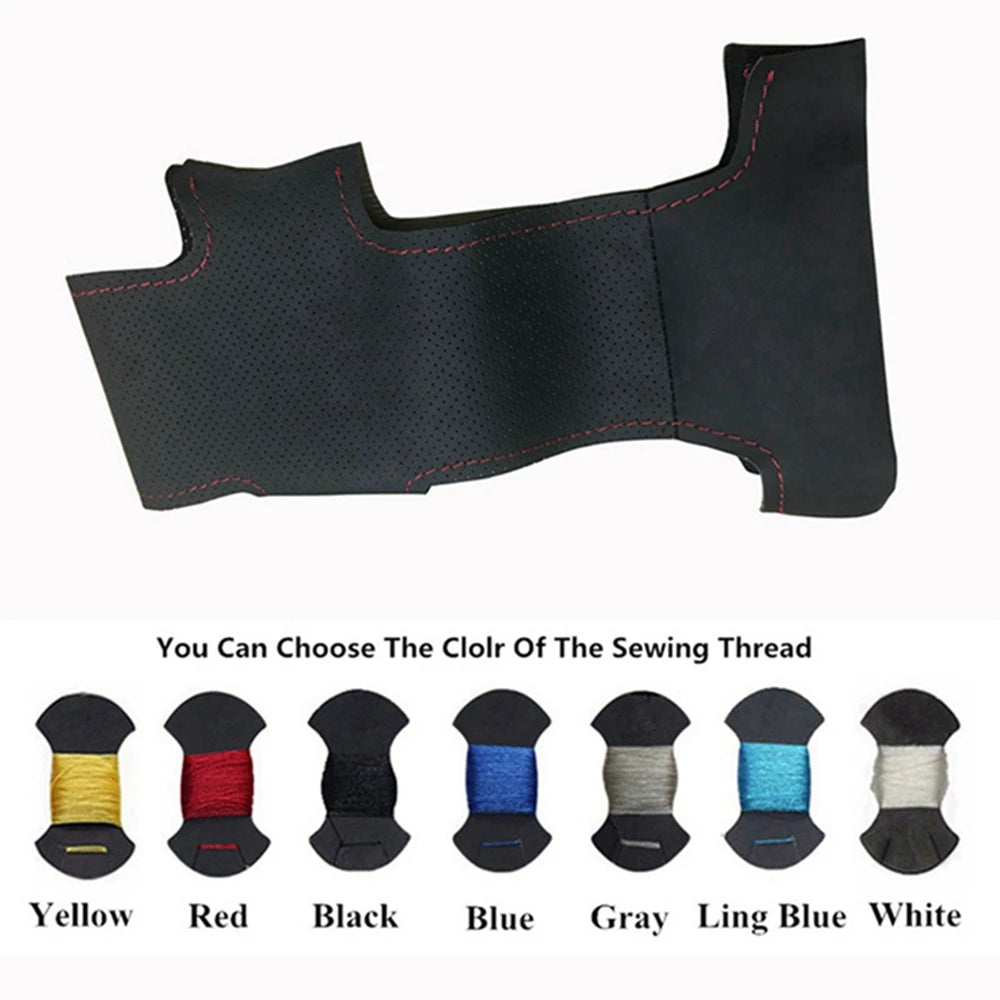 DIY Hand-stitched Steering Wheel Cover Black Artificial Leather Steering Wheel Cover for Mazda 6 2009