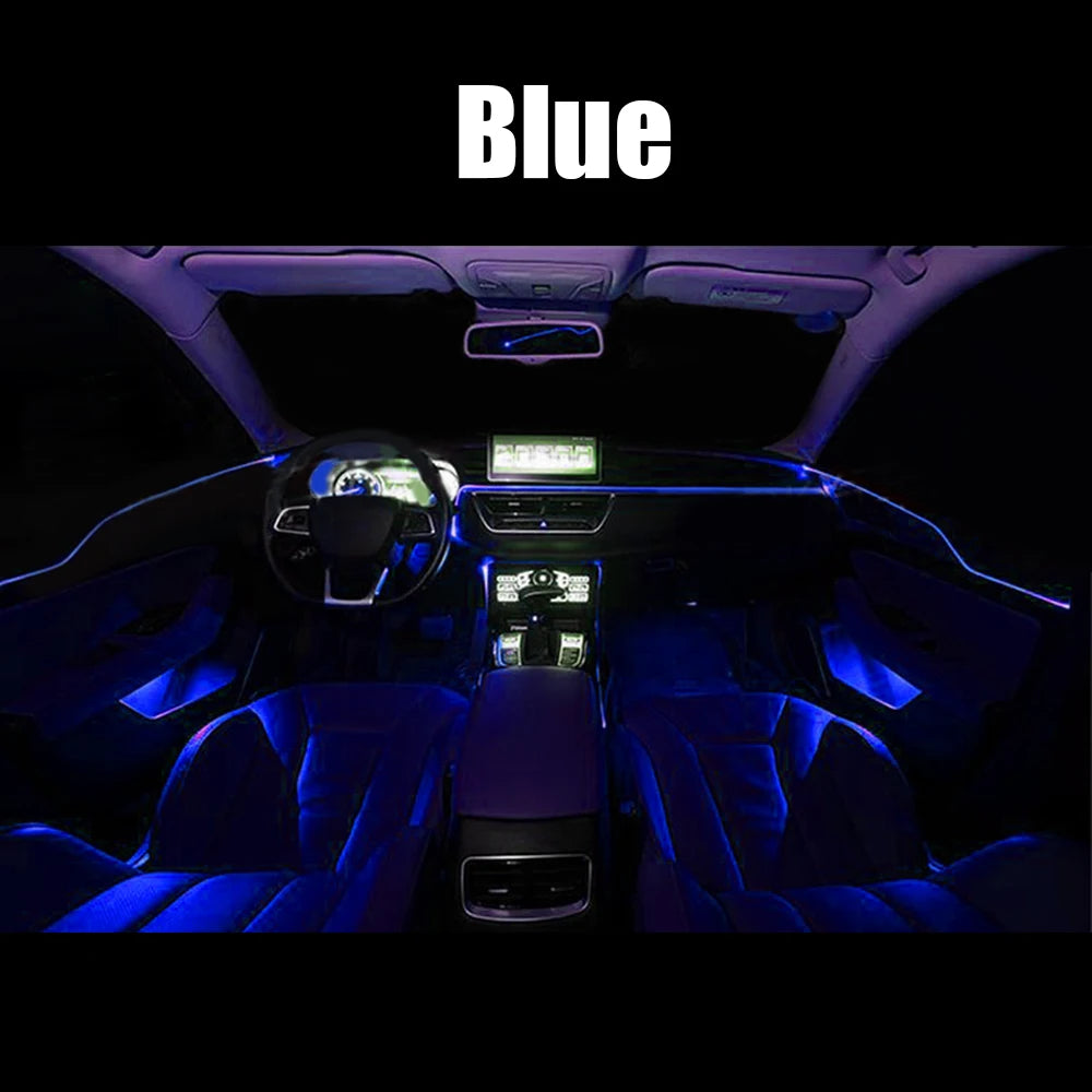 12V 6m LED Strips RGB Car Interior Light Ambient Lamp Decorative Fiber Optic 5 Lens Smart Control Caravan Automotive Accessories
