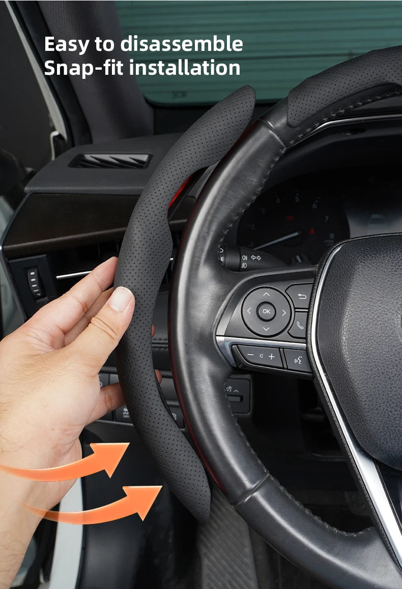 Sporty Steering Wheel Cover Advanced Leather Anti-Slip For Smart EQ Fortwo Forfour 453 451 452 450 454 Roadster Forjeremy