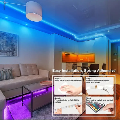 RGB LED Strip Lights with 44-Key Remote Control for Home Bedroom Party Decor TV Backlight Wall Room 1m 3m 5m 10m 20m 30m 40mTape