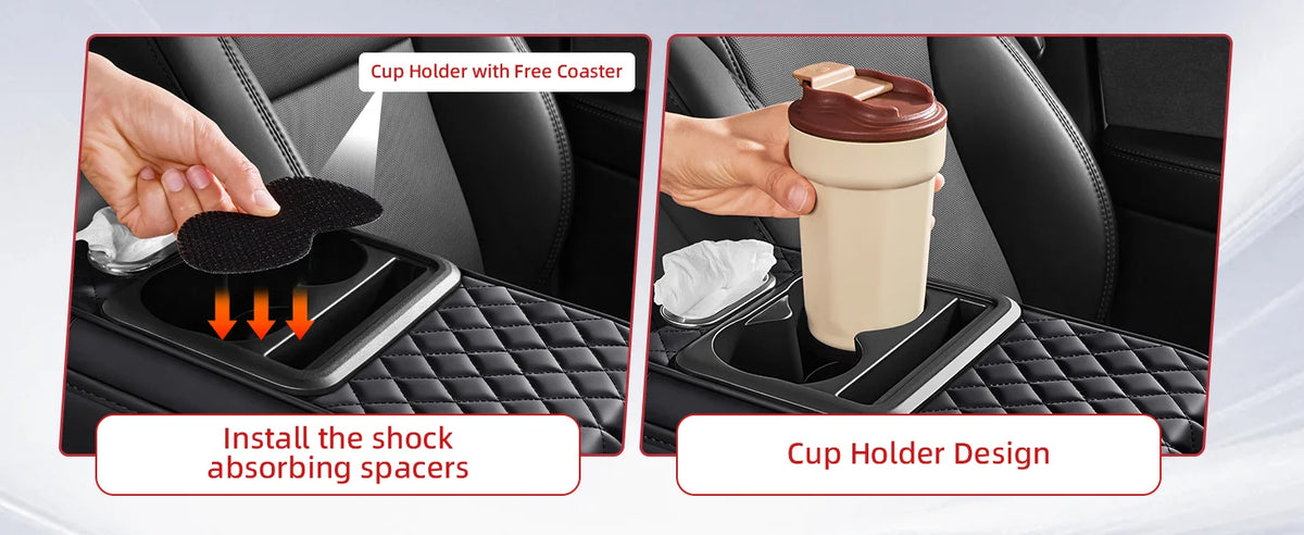 Center Console Organizer with Cup Holder Car Armrest Storage Box Armrest Heightening Cushion Pad for Car Interior Auto Accessory