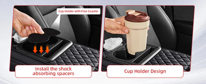 Center Console Organizer with Cup Holder Car Armrest Storage Box Armrest Heightening Cushion Pad for Car Interior Auto Accessory