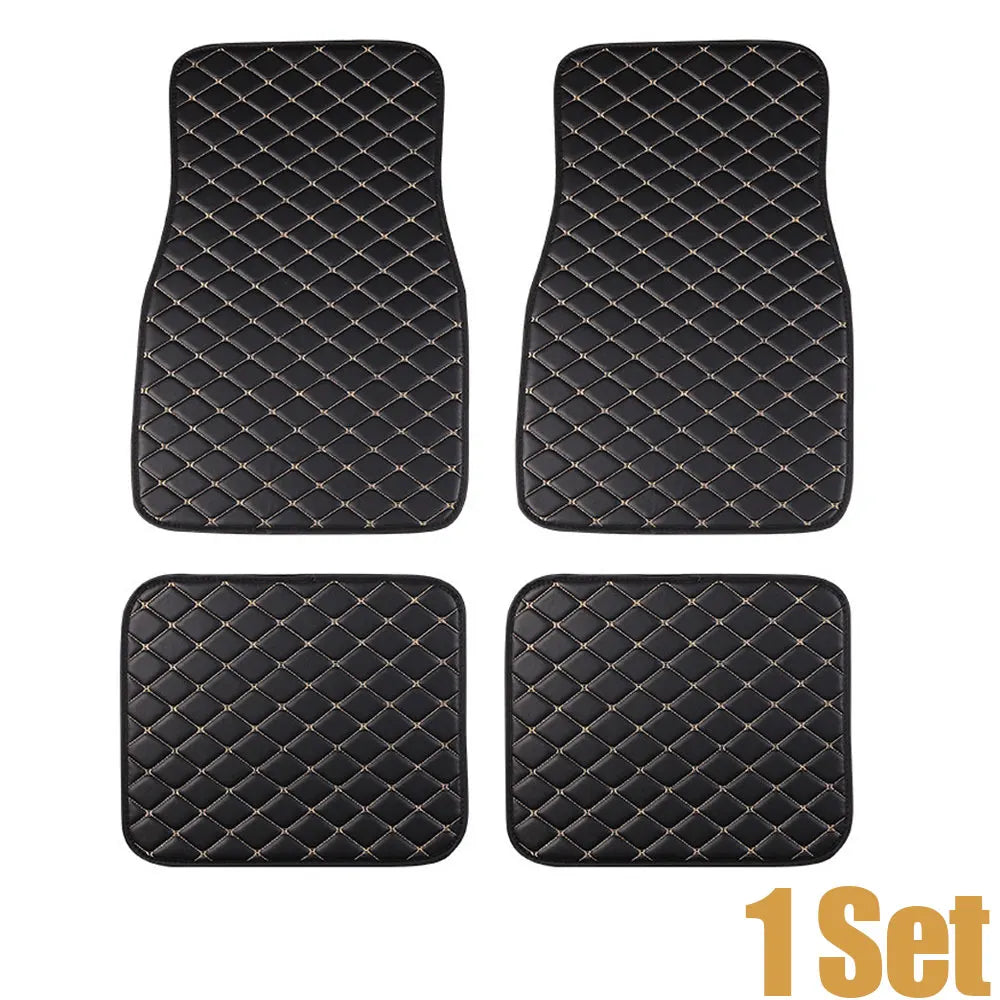 4pcs Automobile Rugs Leather Car Carpet Interior Accessories Car Floor Mats Universal Waterproof Front Rear Full Set