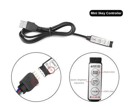 LED Strip RGB Controller Mini 3 24 44 Keys USB Connector IR Remote Control Dimmer for 5050 2835 RGB LED Strip Light TV Backlight