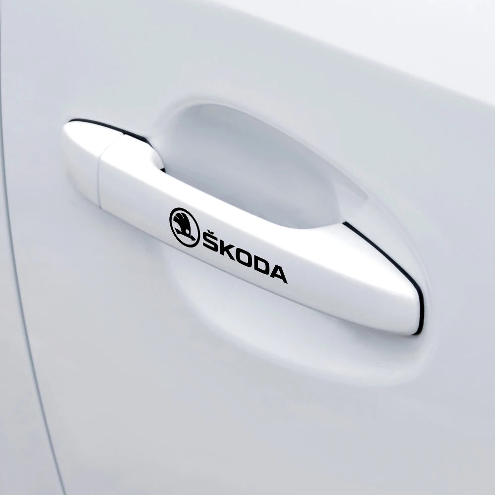 4PCS Car Emblem Exterior Sticker Decal Decoration For Skoda Octavia Rapid Fabia Superb Kodiaq Scala Karoq Kamiq VRS Yeti S VII
