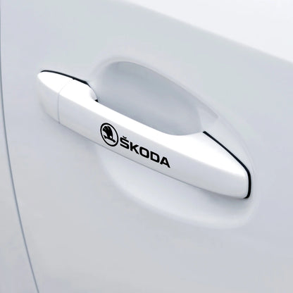 4PCS Car Emblem Exterior Sticker Decal Decoration For Skoda Octavia Rapid Fabia Superb Kodiaq Scala Karoq Kamiq VRS Yeti S VII