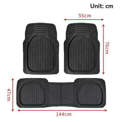 SET/3pcs Universal Car Floor Mats-Deep Dish Heavy Duty Rubber Floor Mats for Car SUV Truck & Van-All Weather Protection