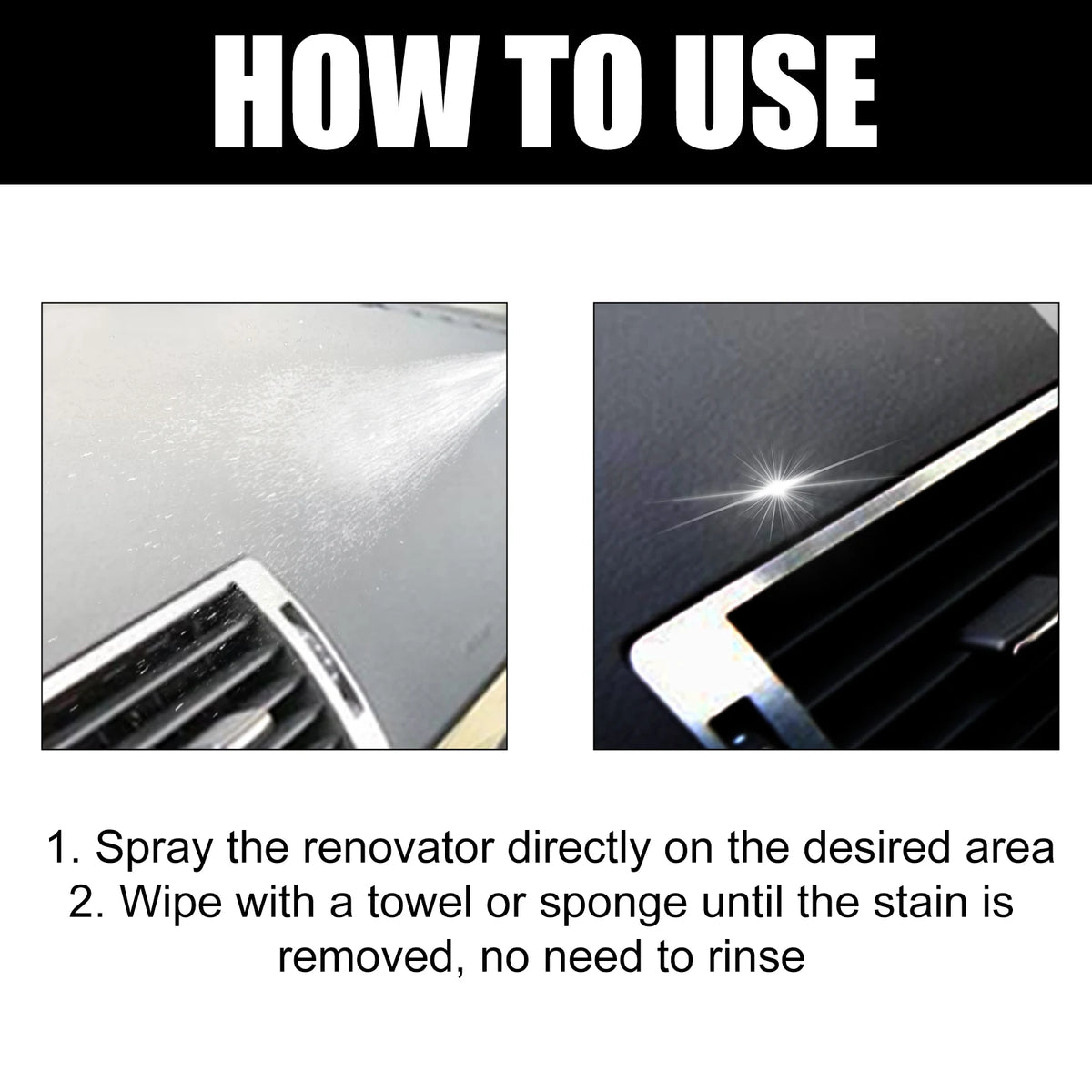 Car Interior Cleaner Restorer Spray Dashboard Plastic Leather Cleaner Protectant Polish Remove Stains Oil  Anti UV Interior100ml
