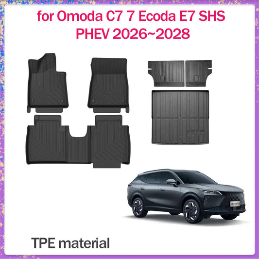 Car Floor Mat for Omoda C7 7 Ecoda E7 SHS PHEV 2026~2028 Foot Interior Liner Waterproof Trunk Seats Back Pad Carpet Accessories