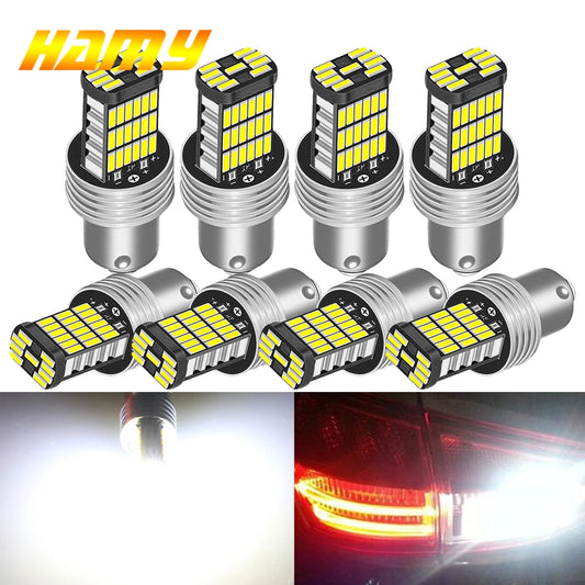 2/4/8 PCS Super Bright 1156 BA15S 1157 BAY15D LED Bulbs 12V 4014-45SMD 6500K White Car Reverse Parking Brake Turn Signal Lights