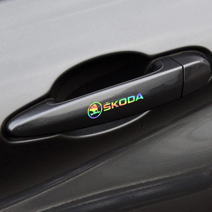 4PCS Car Emblem Exterior Sticker Decal Decoration For Skoda Octavia Rapid Fabia Superb Kodiaq Scala Karoq Kamiq VRS Yeti S VII