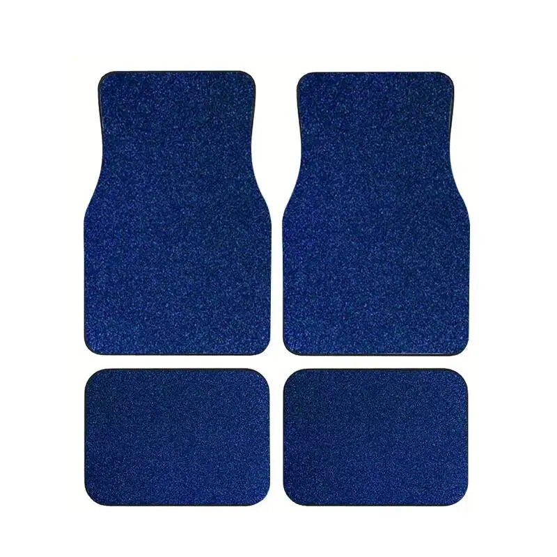 Universal Car Floor Mats Set of 4 Blue Texture Non-Slip Waterproof Auto Carpet Easy Clean Interior Accessory for Sedan SUV