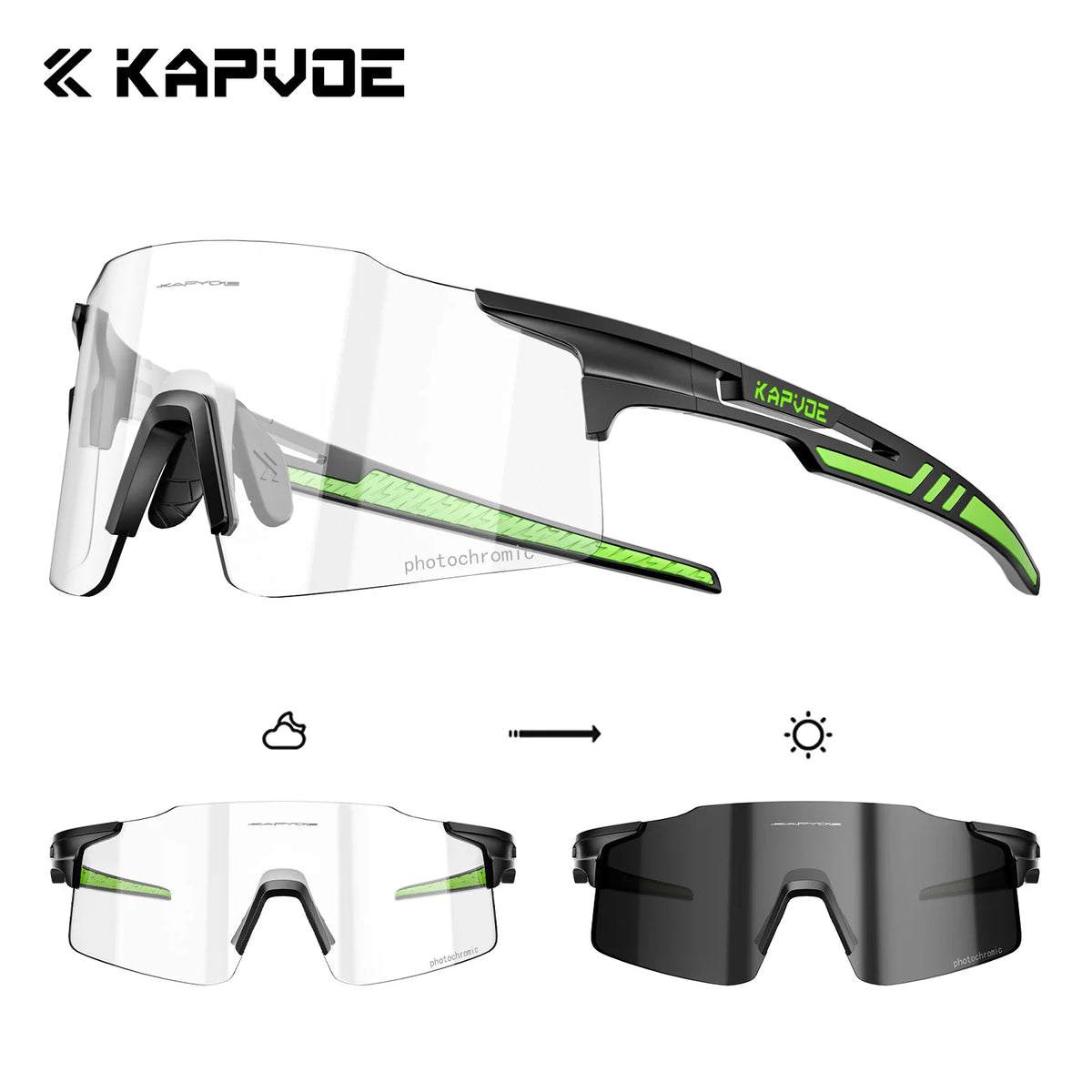 Kapvoe 2026 Photochromic Cycling Sunglasses Rimless Men Running Outdoor Sports Bike Glasses MTB Glasses Eyewear Bicycle Goggles