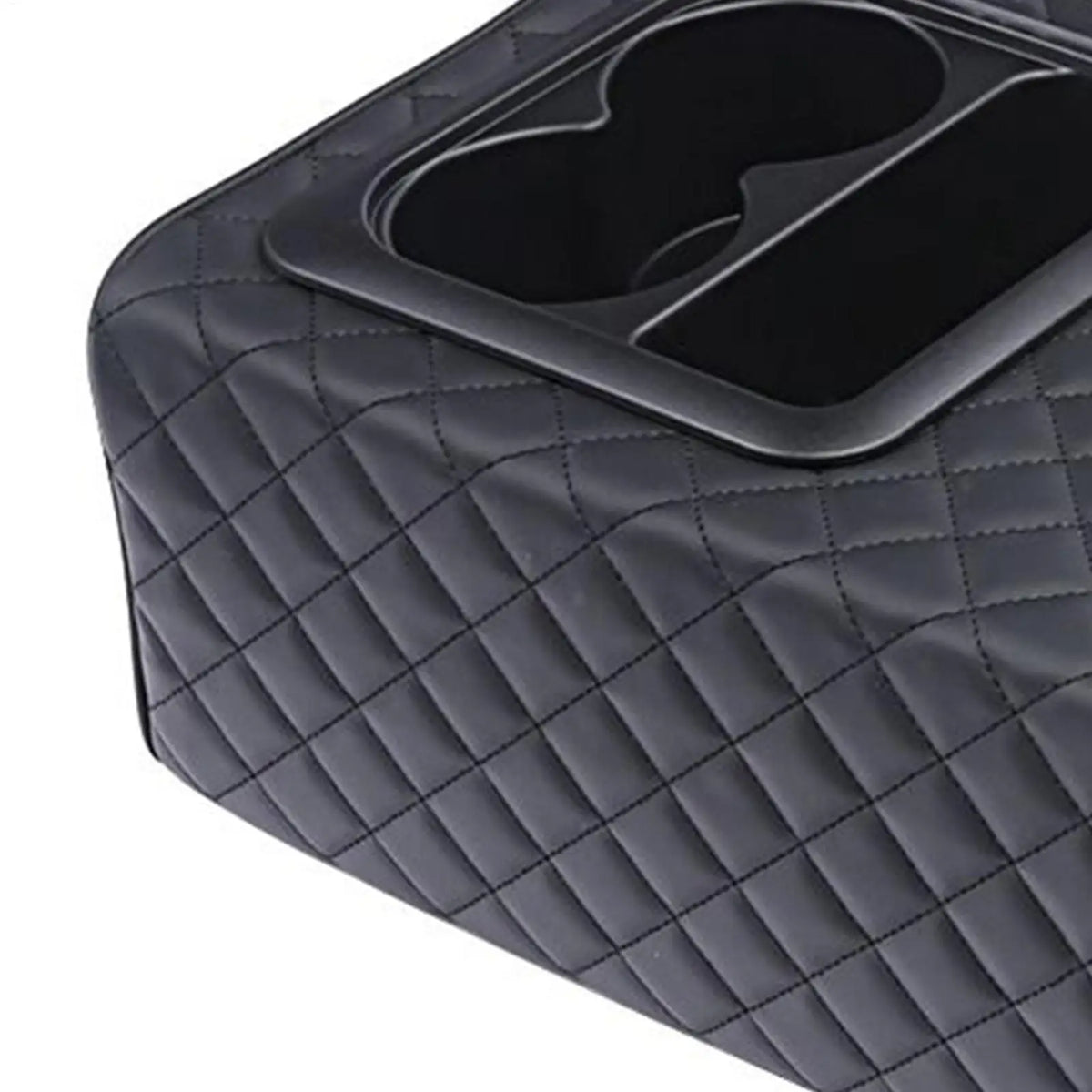 Car Armrest Box Cushion, Auto Center Console Armrest Cushion With 2 Cup Holder PU Leather Armrest Pad Portable Car Amrest
