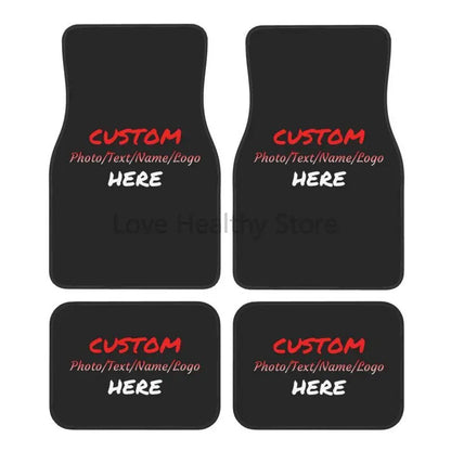 Custom Car Floor Mat Personalized Fit Car Mats with Your Customized Image Name Text 4 Pieces Set Front & Rear Non Slip Foot Mats