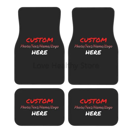 Custom Car Floor Mat Personalized Fit Car Mats with Your Customized Image Name Text 4 Pieces Set Front & Rear Non Slip Foot Mats