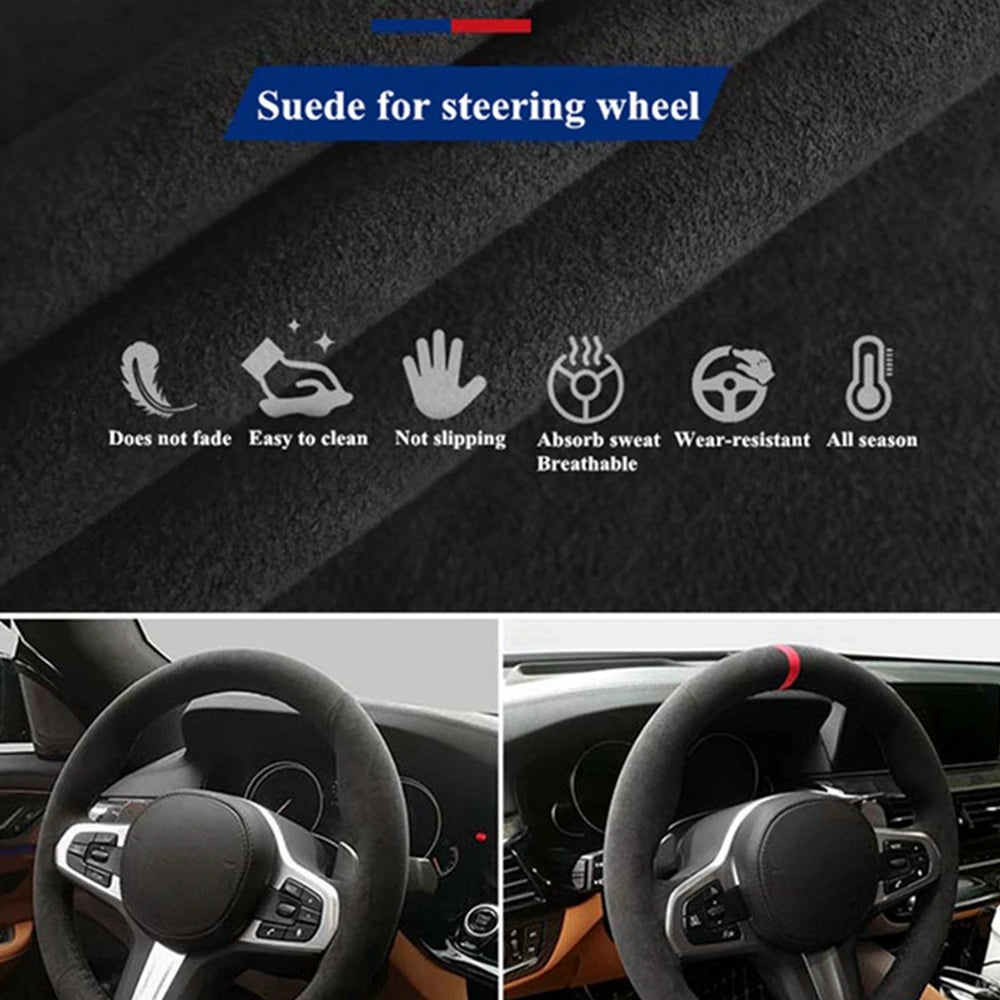 Customized Suede Leather Car Steering Wheel Cover For F87 M2 F80 M3 F82 M4 2 M5 F12 F13 M6 F85 X5 M F86 X6 M F33 F30 M Sport