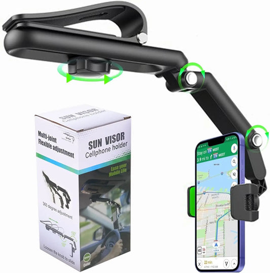 Car Phone Holder - 1080 Multifunction Sun Visor Universal 360 Rotating Cell Phone  Mobile Mount for Vehicle Rear View Mirror