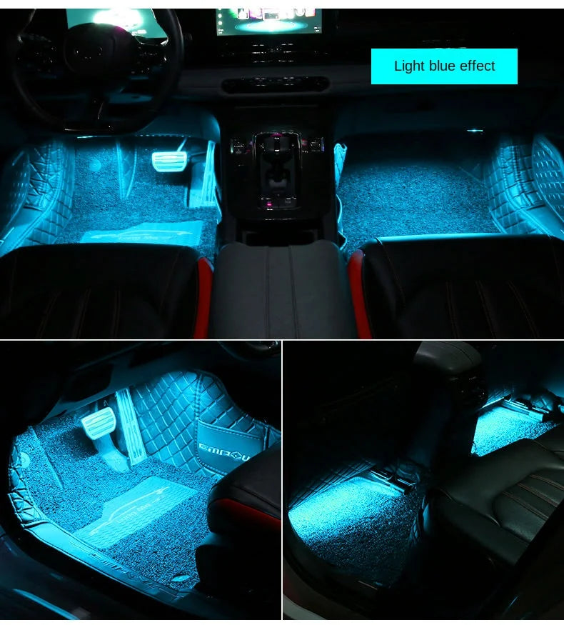 New Neon LED Car Interior Ambient Foot Strip Light Kit Accessories Backlight Remote App Music Control Auto RGB Decorative Lamps