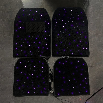 2025 latest illuminated car floor MATS, General Starry Sky car floor MATS, Fiber Starlight car carpet 4-piece set interior modif
