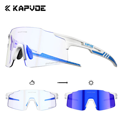 Kapvoe 2026 Photochromic Cycling Sunglasses Rimless Men Running Outdoor Sports Bike Glasses MTB Glasses Eyewear Bicycle Goggles