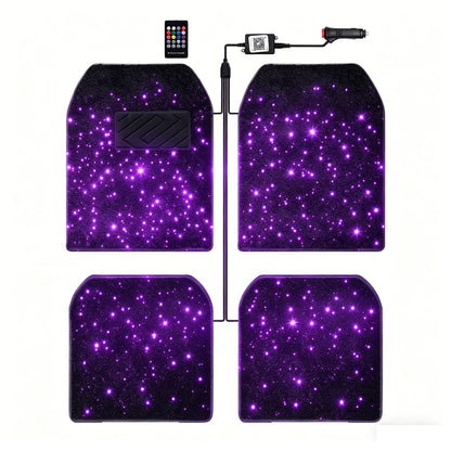 2025 latest illuminated car floor MATS, General Starry Sky car floor MATS, Fiber Starlight car carpet 4-piece set interior modif