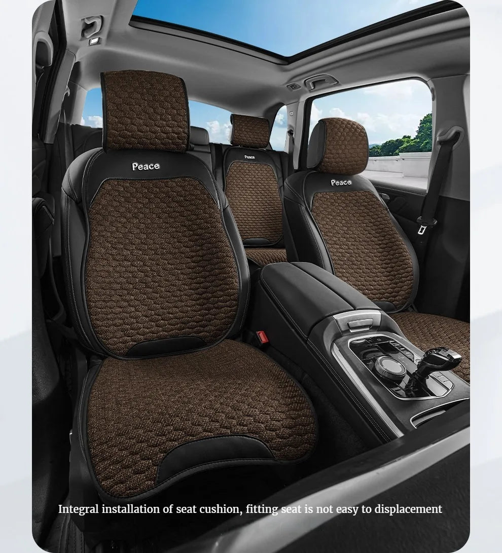 Breathable Linen Car Seat Cushion Comfortable and Wearable Car Seat Cover Universal Fits Most Cars - 1 Unit