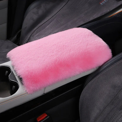 Cute Car Armrest Box Plush Covers Cushion Warm Center Console Arm Cover Pads Stowing Tidying Universal Automobile Interior Decor
