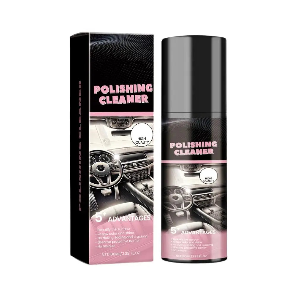 100ml Car Interior Polishing Cleaner Spray, Dashboard & Leather Restorer, UV Protection  Conditioner for Plastic, Vinyl & Rubber