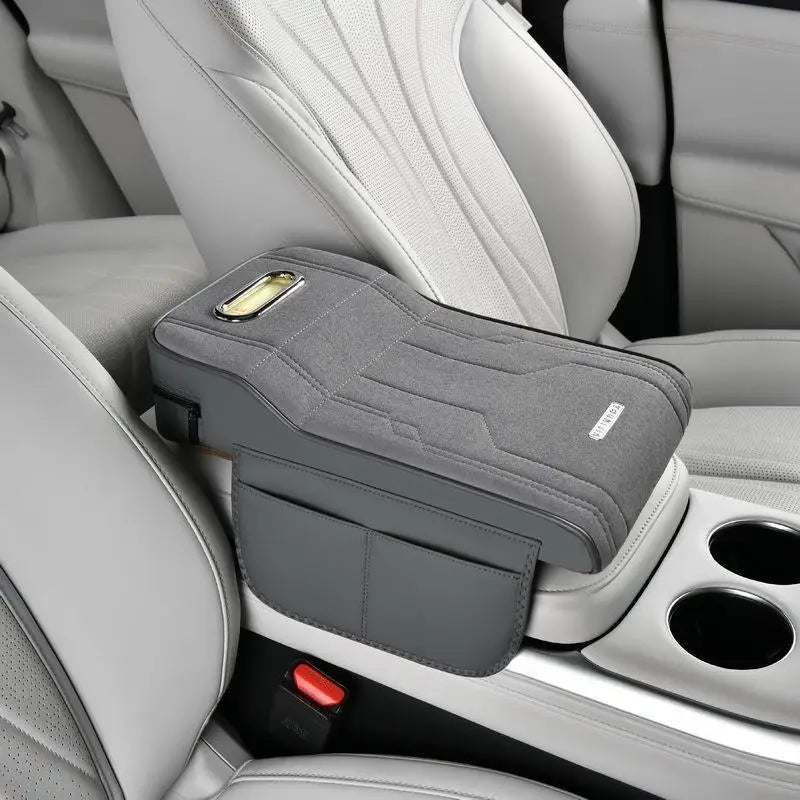 ✔Car Armrest Cushion with Tissue Box & Storage Pocket - Memory Foam Arm Rest Pad for Universal Vehicle Center Console