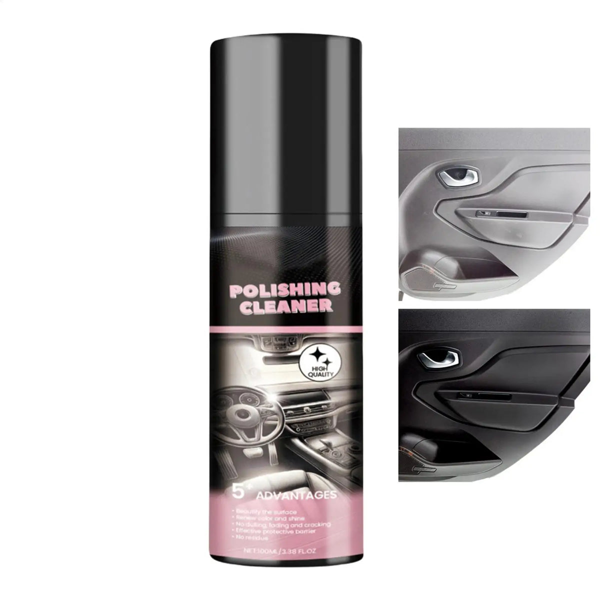 Car Interior Polish & Cleaner Spray 100ml All-Purpose Detailer for Dashboard Leather Plastic Restores Shine & Protects Care Kit