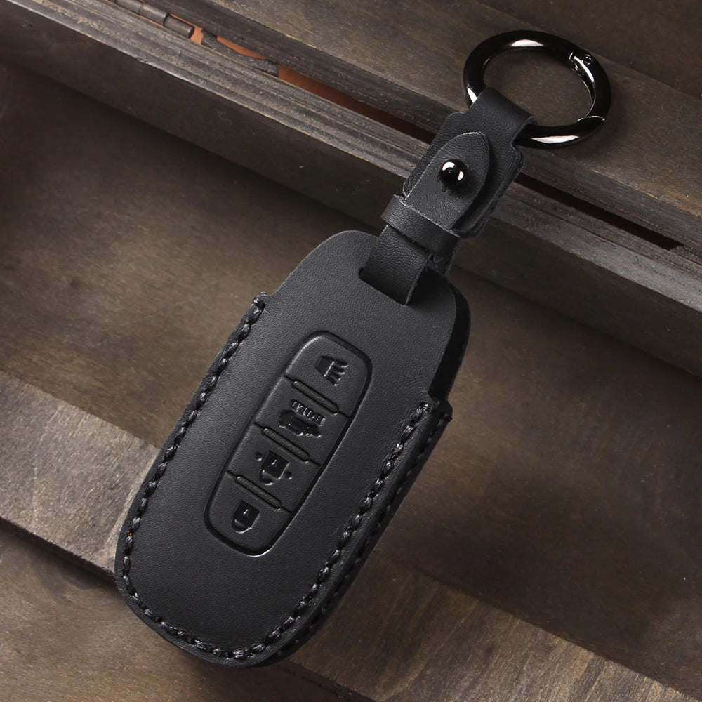 Leather Car Key Case Cover for Nissan Juke 2023 X-trail T33 Qasqhai J12 2022 Ariya Altima Teana2 3 4 5 Buttons