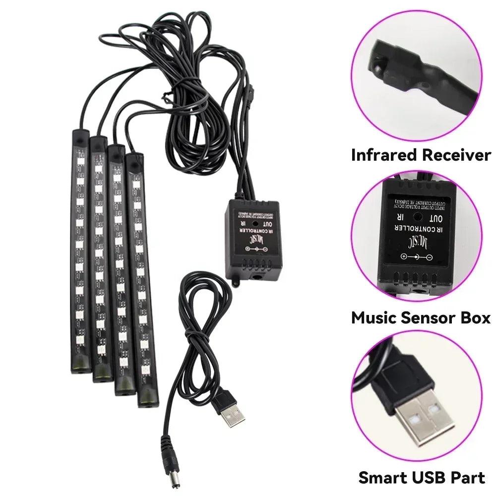 RGB Car Underglow Strip Lights with App Control Waterproof Strip Lights for Cart Boat Decoration LED Exterior Lights Strip DC12V