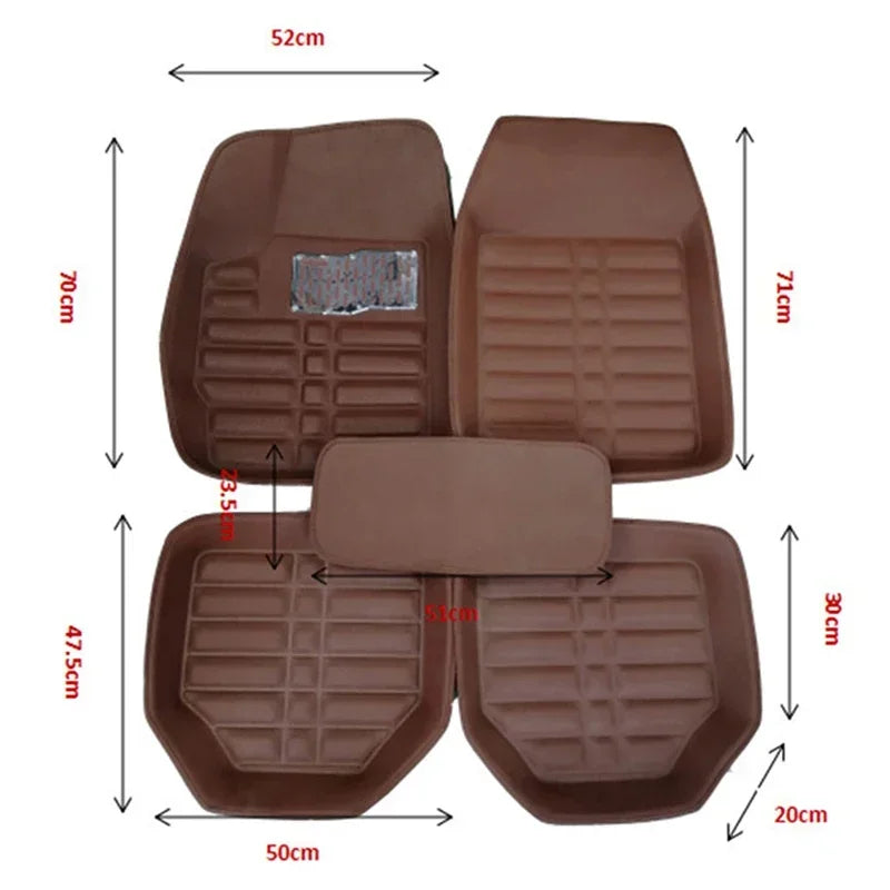 Universal PU Leather Car Floor Mats - 5-Piece Full Set Anti-Slip Vehicle Foot Rugs All-Weather Protection Fits Duster Tool Amagi